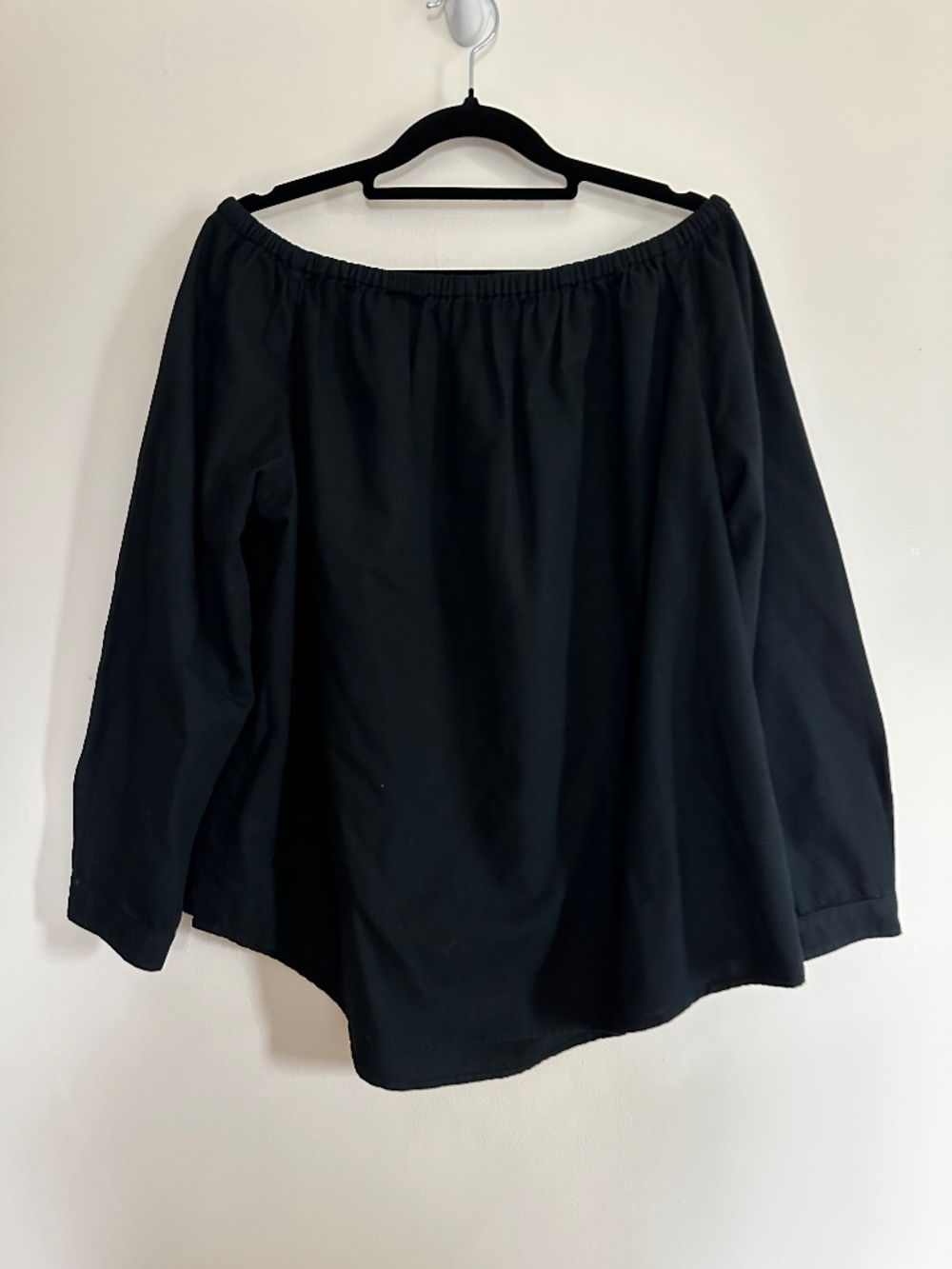 Rag & Bone Elastic Off Shoulder Long Sleeve‎ Side Button Blouse, Black, Large